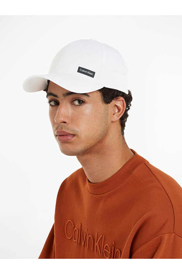 Men Bright White Essential Patch Baseball Cap - 1