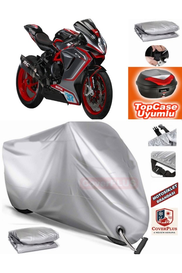 Gray Lock Compatible Mv Agusta F3 800 Rc Tarpaulin Topcase Rear Bag Compatible Motor Tarpaulin