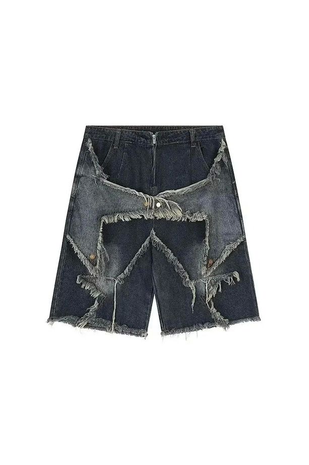 Stars Patch Detaylı Kot Pantolon Şort - 2