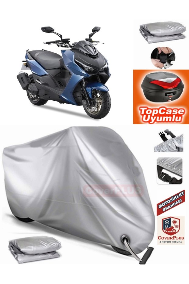 Gray Lock Compatible Kymco Grand Dink 150 Tarpaulin Topcase Rear Bag Compatible Motor Tarpaulin