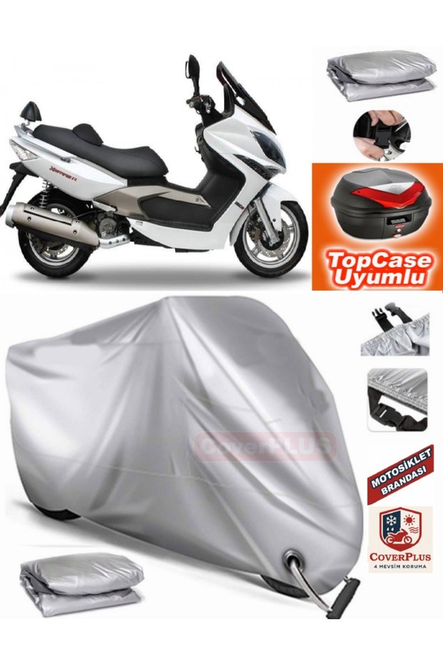 Gray Lock Compatible Kymco Xciting 250I Tarpaulin Topcase Rear Bag Compatible Motor Tarpaulin