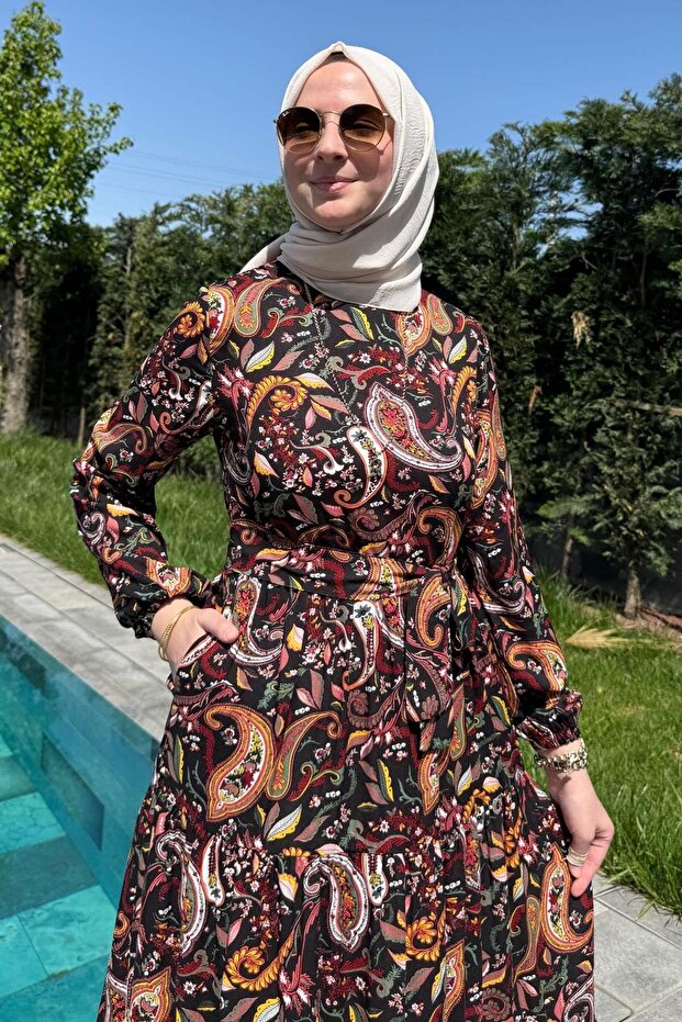 Rochie cu model șal neagră - 3