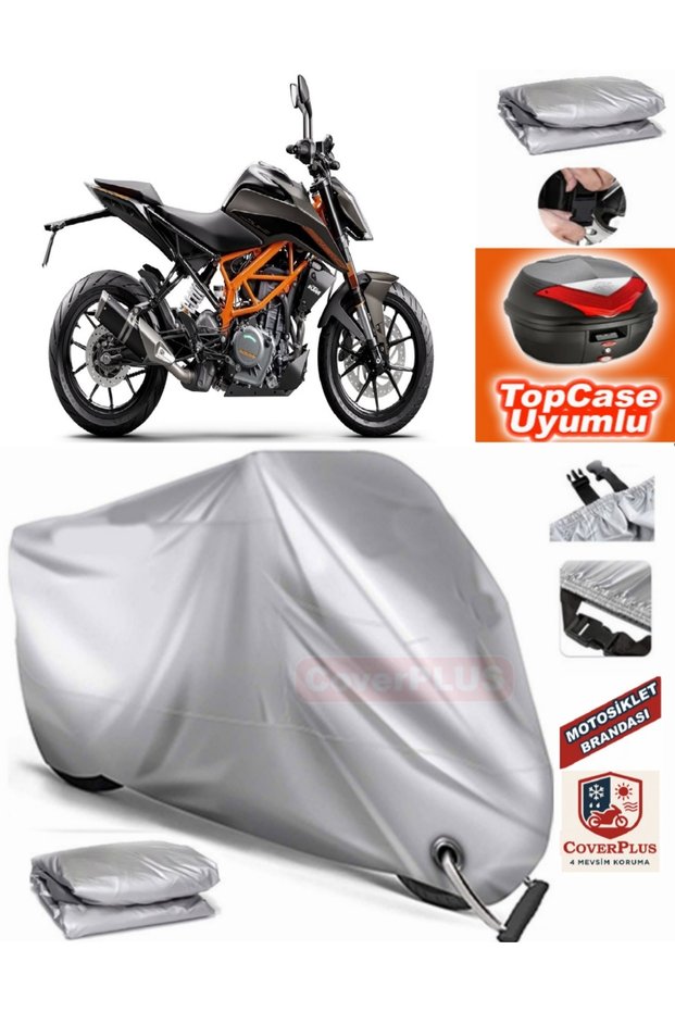 Gray Lock Compatible Ktm 390 Duke Tarpaulin Topcase Rear Bag Compatible Motor Tarpaulin