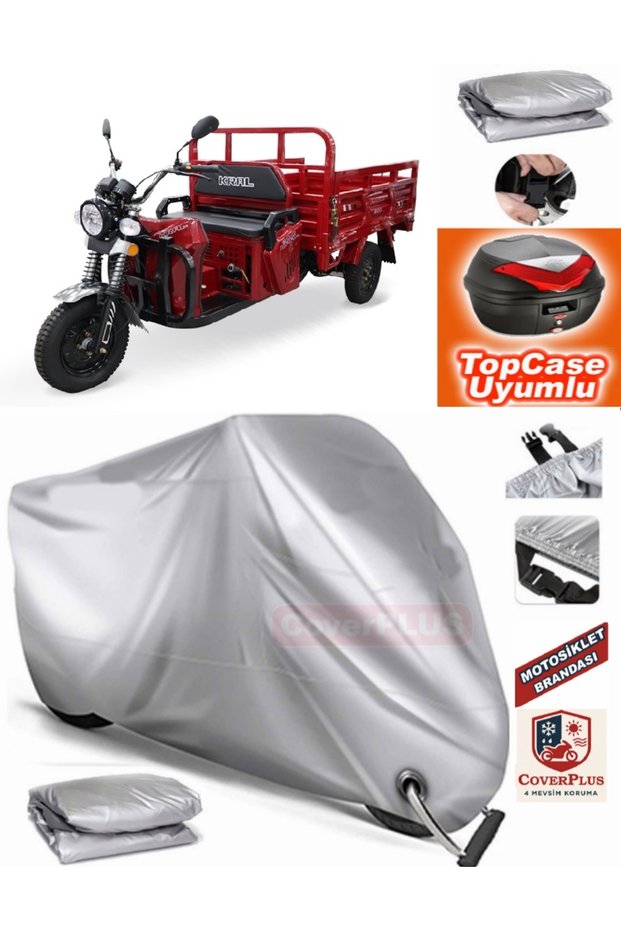 Gray Lock Compatible King Motor Kr-200 Titus 196 Cc Tarpaulin Topcase Back Bag Compatible Motor Tarpaulin