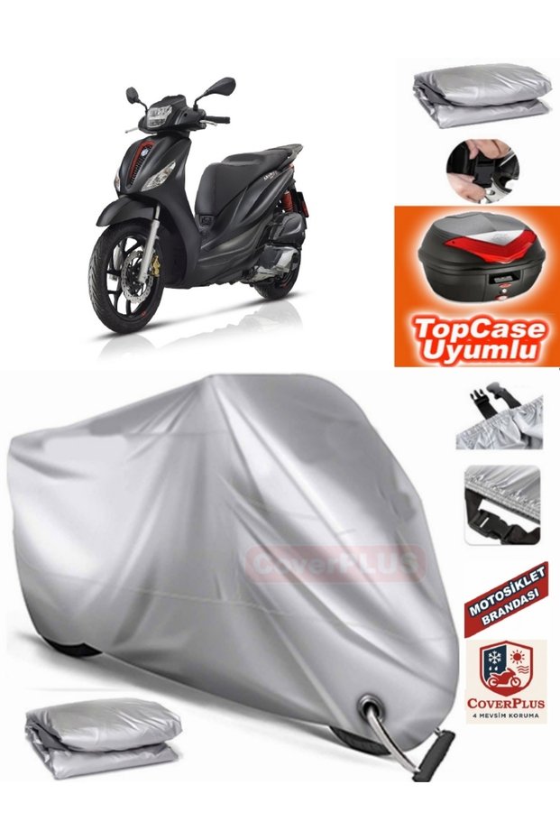 Gray Lock Compatible Piaggio Medley S 150 Tarpaulin Topcase Rear Bag Compatible Motor Tarpaulin