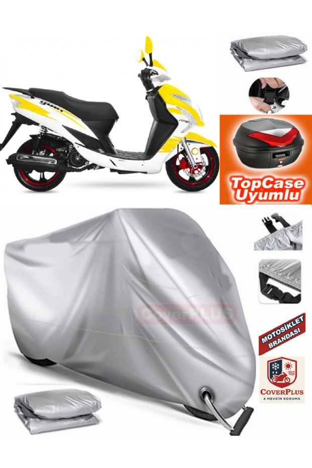 Gray Lock Compatible Yuki Yb 150 Jumbo Tarpaulin Topcase Rear Bag Compatible Motor Tarpaulin