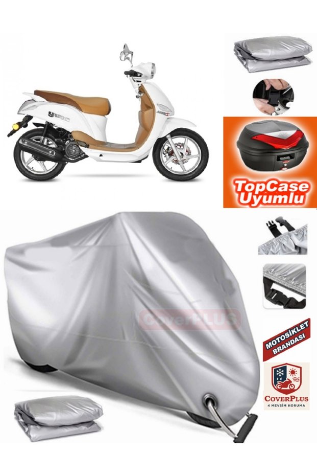 Gray Lock Compatible Yuki Yk 150 T-3 Tarpaulin Topcase Rear Bag Compatible Motor Tarpaulin