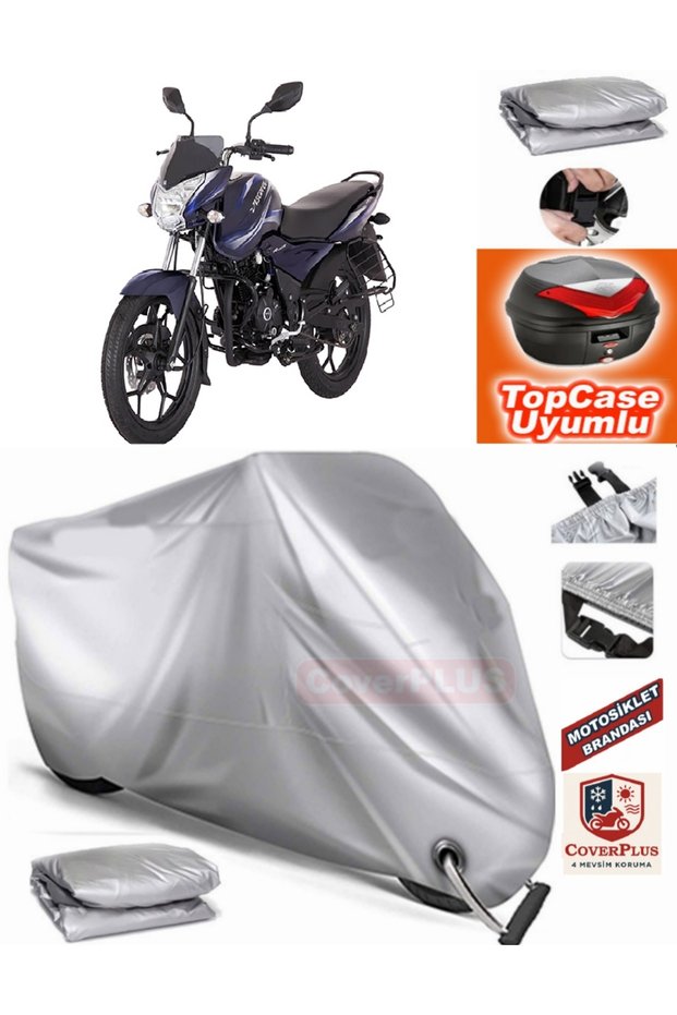 Gray Lock Compatible Bajaj Discover 150 S Tarpaulin Topcase Rear Bag Compatible Motor Tarpaulin