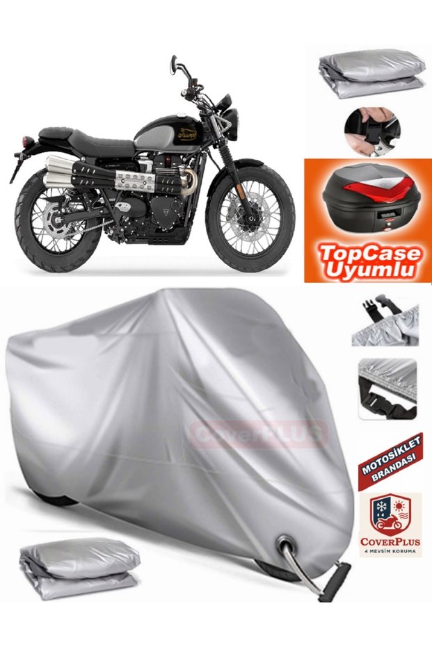 Gray Lock Compatible Triumph Scrambler Tarpaulin Topcase Rear Bag Compatible Motor Tarpaulin