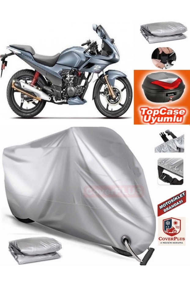 Gray Lock Compatible Hero Karizma Tarpaulin Topcase Rear Bag Compatible Motor Tarpaulin
