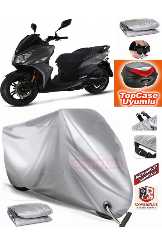 Gray Lock Compatible Sym Jet 14 200I Abs Tarpaulin Topcase Rear Bag Compatible Motor Tarpaulin