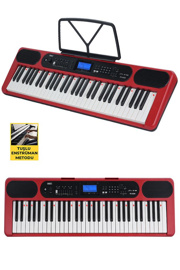 PS-5200RD-HS Pro Org 61 LED Işıklı Tuş Hassasiyetli Bluetooth Midi Kulaklık Stand - 3
