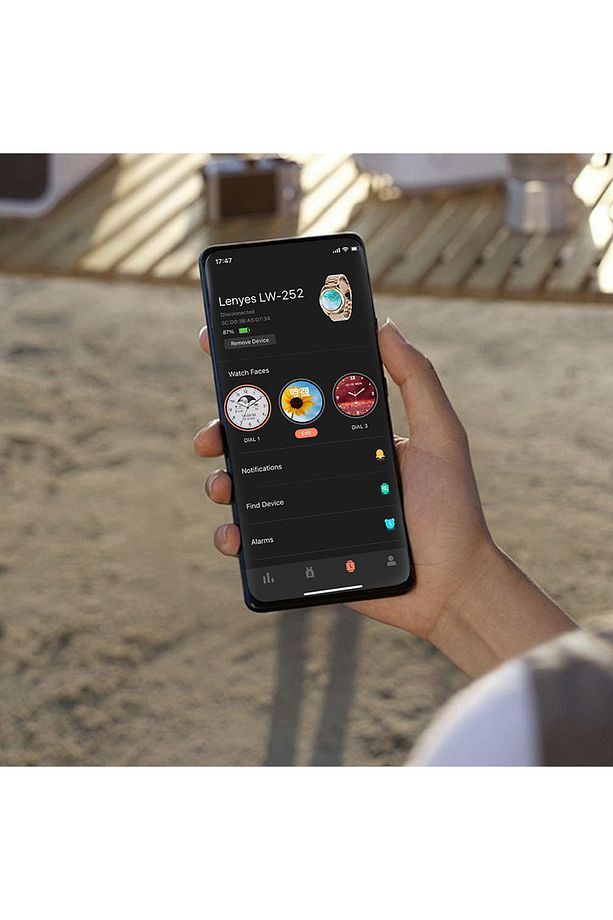 LW-252 iOS ve Android Uyumlu Klasik Akıllı Saat Amoled Ekran IP68 Sertifikalı Gold - 4