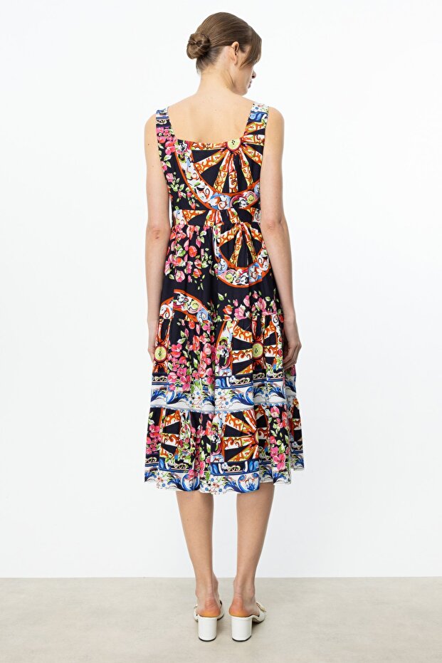 Kare Yaka Askılı Elbise - 4