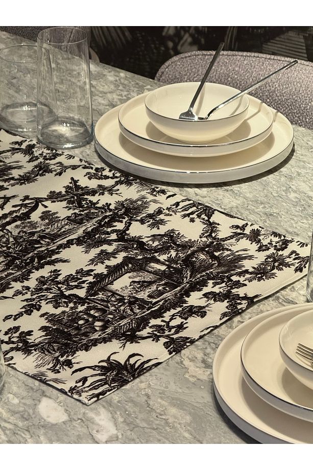 Rustik Köylü Kadın Dekoratif Baskılı Runner 1 Adet 40x140cm (SKR-11) - 3