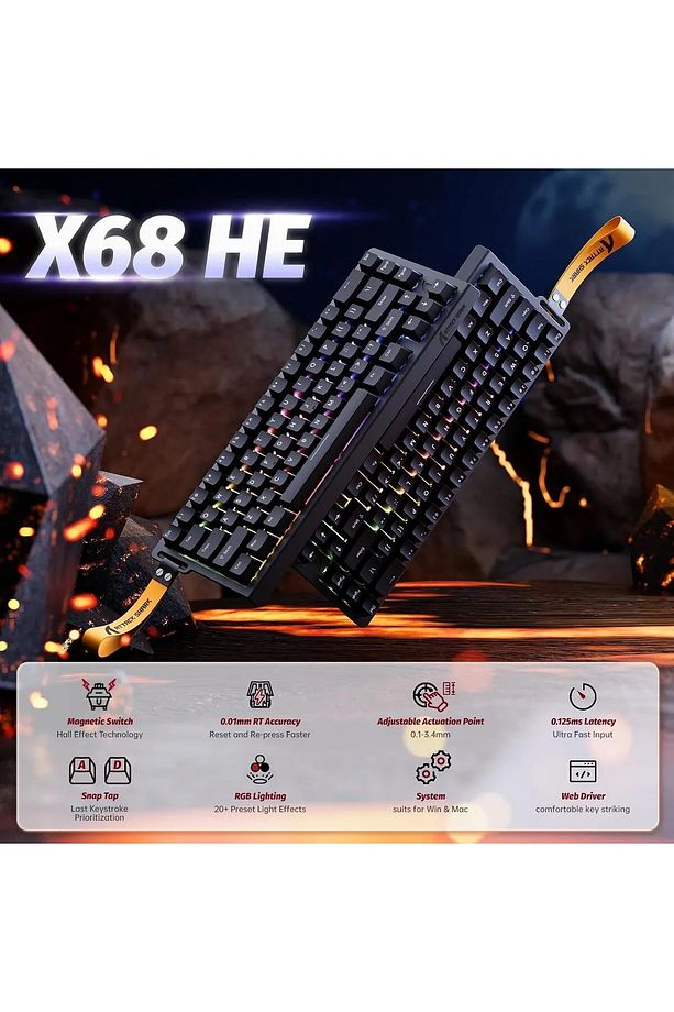 Attack Shark X68HE Rapid Trigger 0.125ms Manyatik Switch RGB App Uygulamalı Gaming Oyuncu Klavye - 3