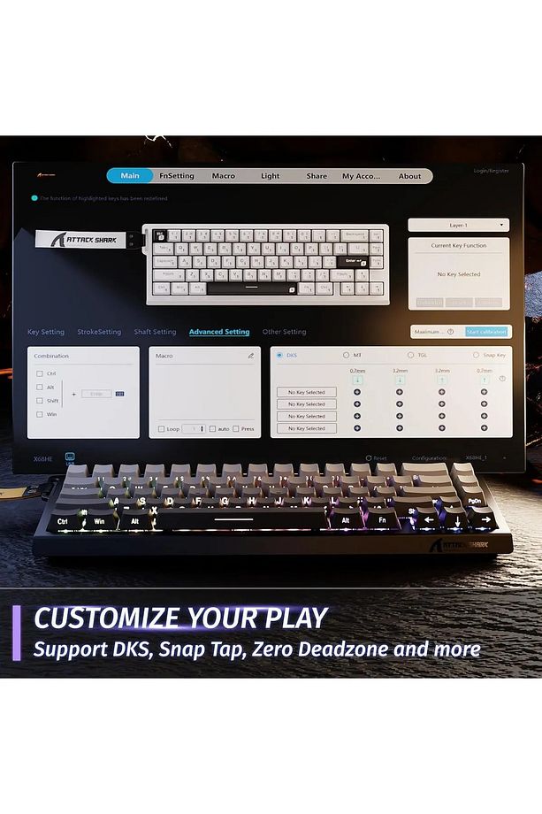 Attack Shark X68HE Rapid Trigger 0.125ms Manyatik Switch RGB App Uygulamalı Gaming Oyuncu Klavye - 7