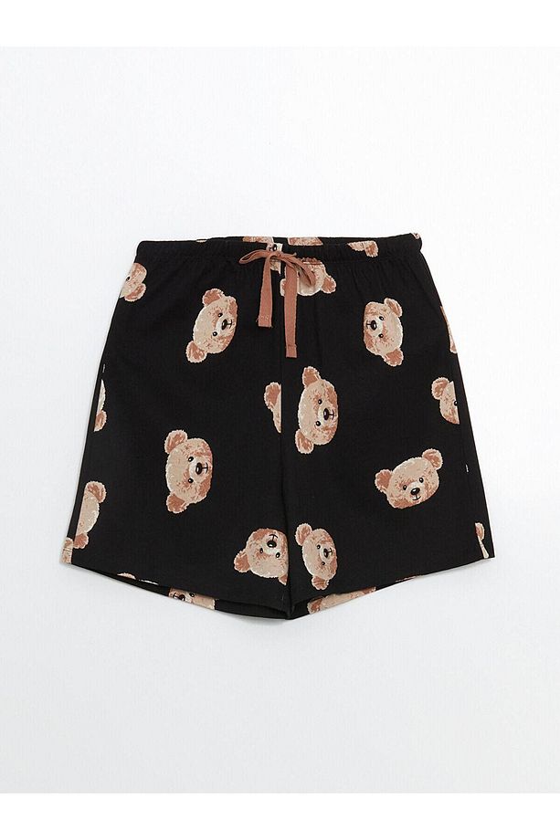 LCW Young Bisiklet Yaka Ayı Baskılı Kadın Şortlu Pijama Takımı (S5) - 8