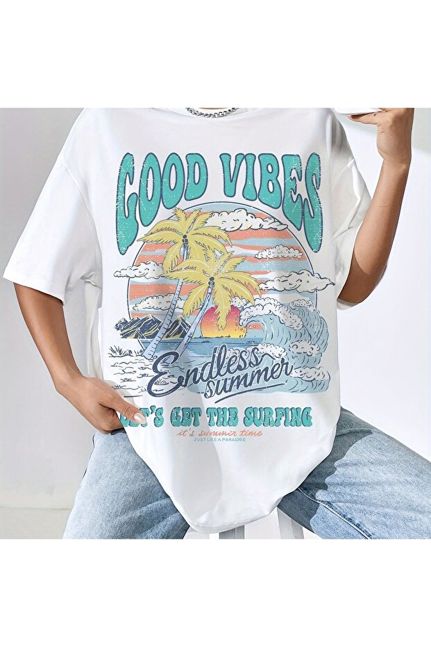 Oversize Cut Short Sleeve Printed T-Shirt