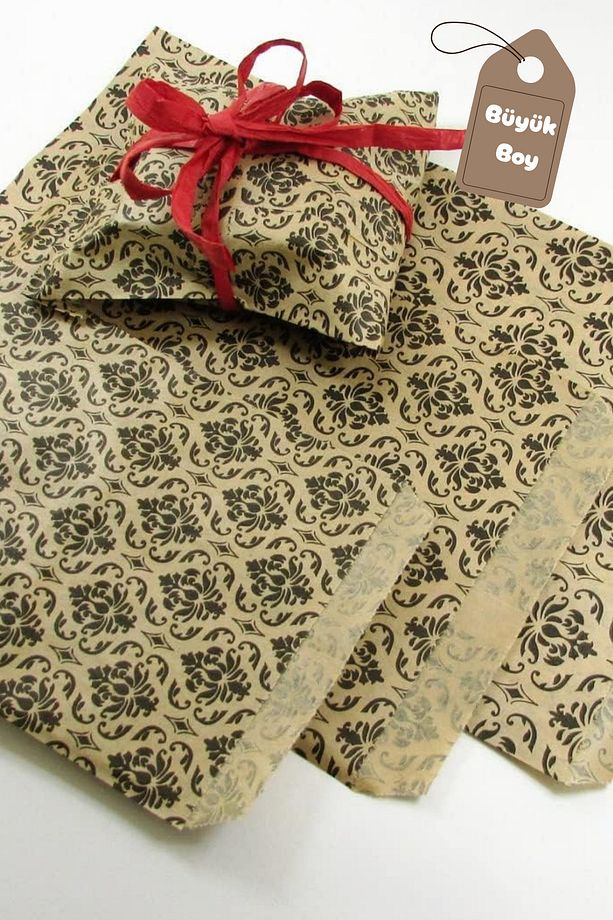20 Adet 30x40 Damask Desenli Hediye Poşeti Hediye Paketi Büyük Boy - 7