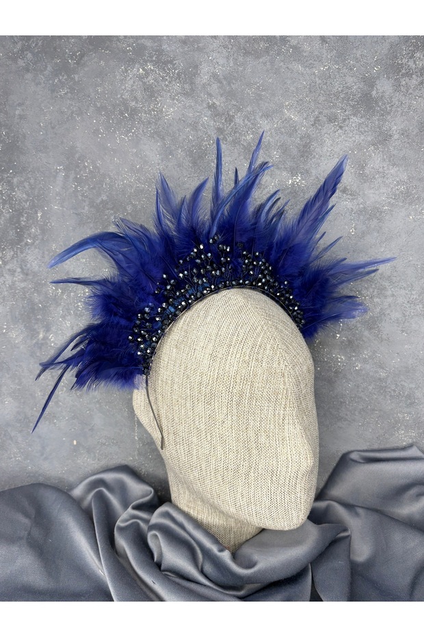 Arden Feathered Beaded Bridal Henna Crown Shiny Model