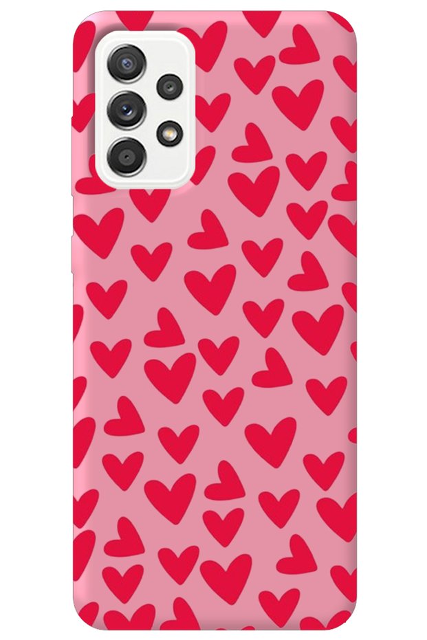 Silicone Phone Case for Samsung Galaxy A52 Pink Inside Velvet Hearts Pattern