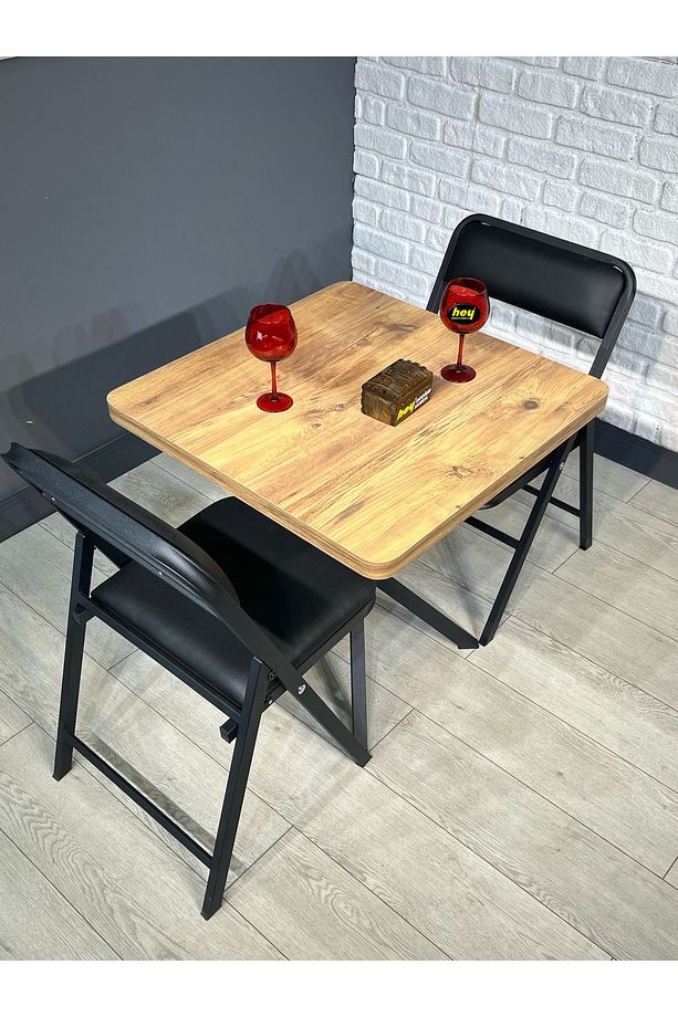 Tepe Atlantik Çam Mutfak Yemek Masası Balkon Masası Kavisli Köşe Siyah Ayak 70 cm - 4
