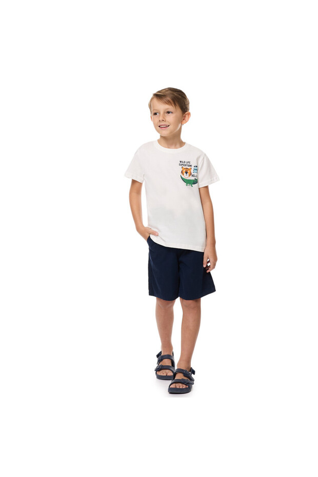 Boys Classic Navy Cotton T-Shirt & Pull-On Shorts Set with Elasticated Waist