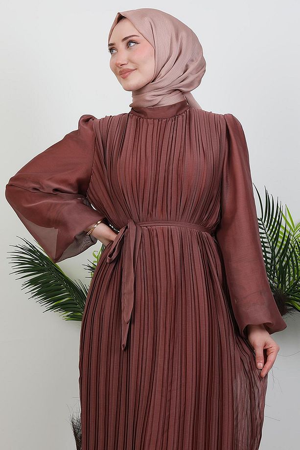 Altı Fırfırlı Janjan Elbise Mercan - 6