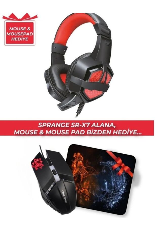 Sr-x7 R 108 Db/mw Pc Oyuncu Kulaklığı ( Mouse & Mousepad Hediyeli ) - 1