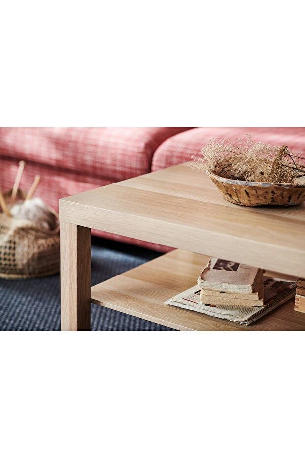 طاولة قهوة, مظهر سنديان مصبوغ أبيض,‎90x55 سم‏ - 3