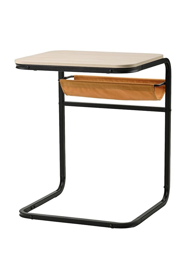 Side table, charcoal/dark yellow birch effect, 53x50 cm
