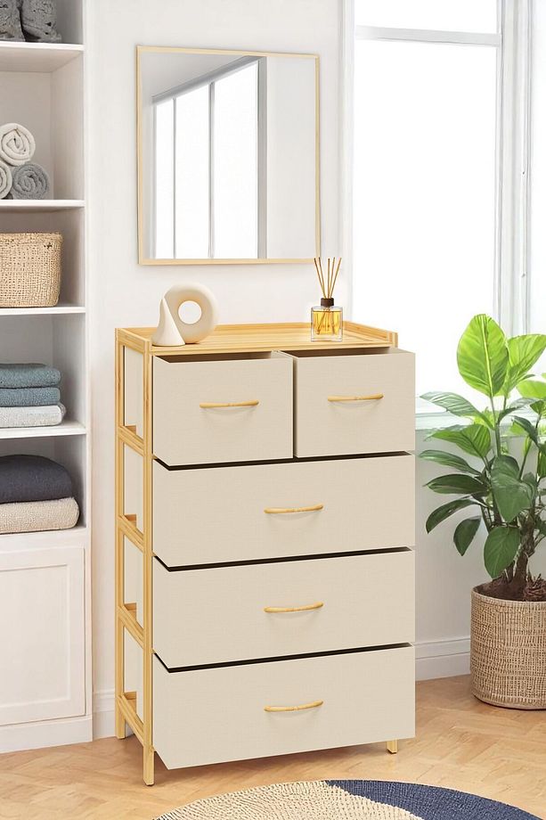 Bambu 5 Çekmeceli Dolap Organizer Çok Amaçlı Düzenleyici Şifonyer DB-0013 - 2
