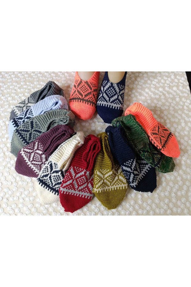 Women's Handmade Model Wool Knitted 10 Pieces Booties Dowry Bundle Gift Bridal Socks