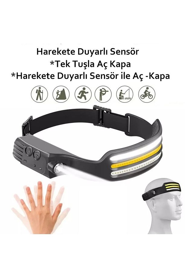 Şarj Edilebilir 5 Modlu Sensörlü Su Geçirmez Kafa Lambası W689-3 - 3