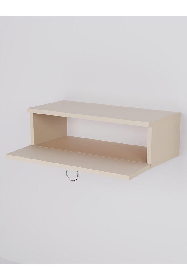 Vizon Rengi Duvara Monte Dresuar | Halka Kulplu Tek Kapaklı %100 Mdf Konsol (60CM) | Şık, Modern Raf - 7