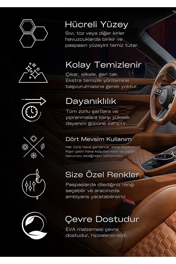 Skoda Scala Hücreli Premium Eva Paspas Seti Tam Set Paspas Takımı Siyah - 7