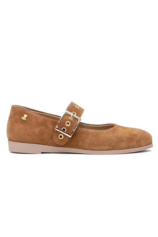 2510601 Y Women's Genuine Suede Leather Ballerinas