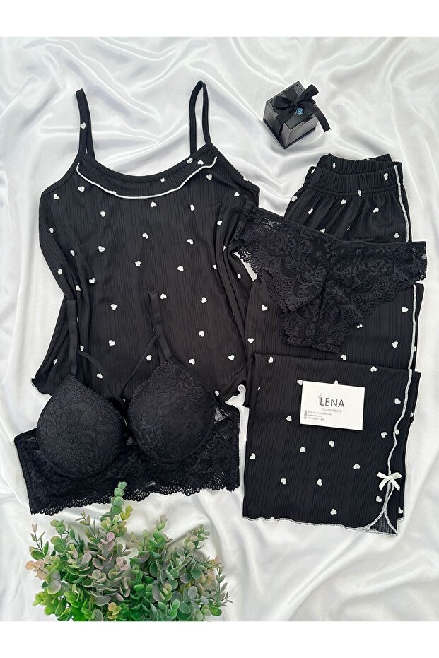 Women's Patterned Underwear Suspender Pajama Set