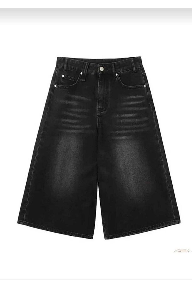 Yıkamalı Baggy Kot Bermuda Şort - 5