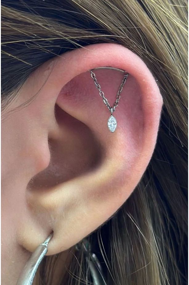 g23 Titanium ( titanyum) helix lobe hidden helix uyumlu 1 adet piercing - 3