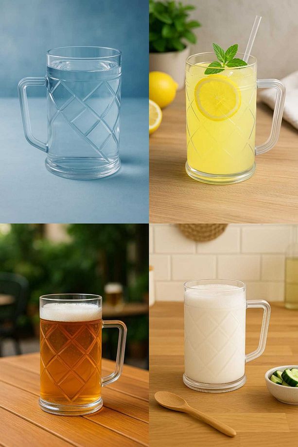 Polikarbon Kırılmaz Bardak 500 ml, içecek, Ayran Bardağı, Bira Bardağı, Su Bardağı (Cam Değildir) - 6