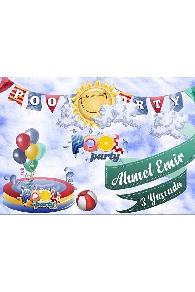 Pool Party Themed Birthday Banner 100X150 cm