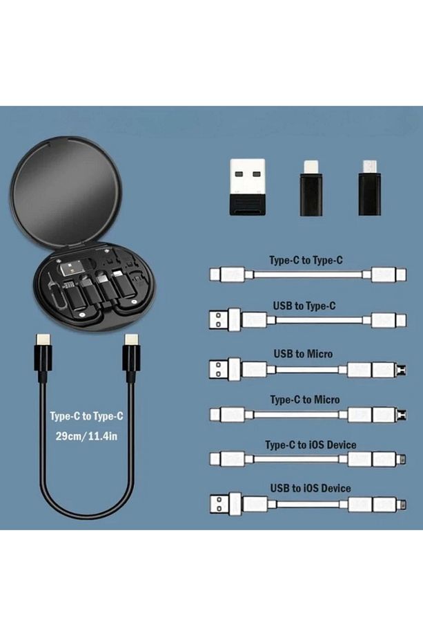 60w Destekli Kablo Kutusu Seyahat Kablo Seti 5&amp;#39;i 1 Arada Usb Type-c Şarj Kablosu Seti (4887) - 3