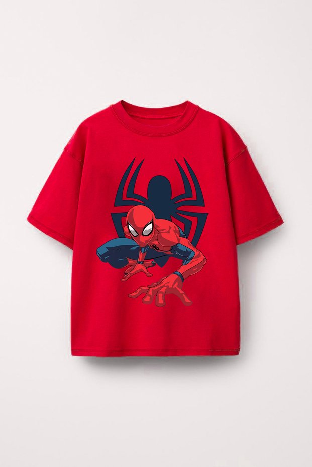 Spider Man Spiderman Printed Boys Oversize T-Shirt T-Shirt