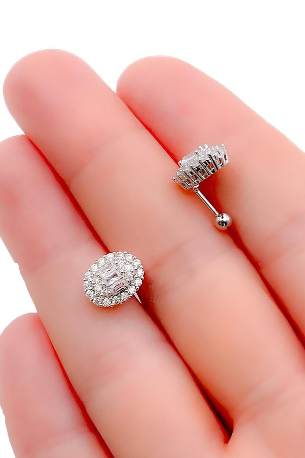 Cerrahi Çelik Piercing Baget Taşlı Marka Model Şık Kıkırdak Helix Tragus Piercing (1adet) - 3