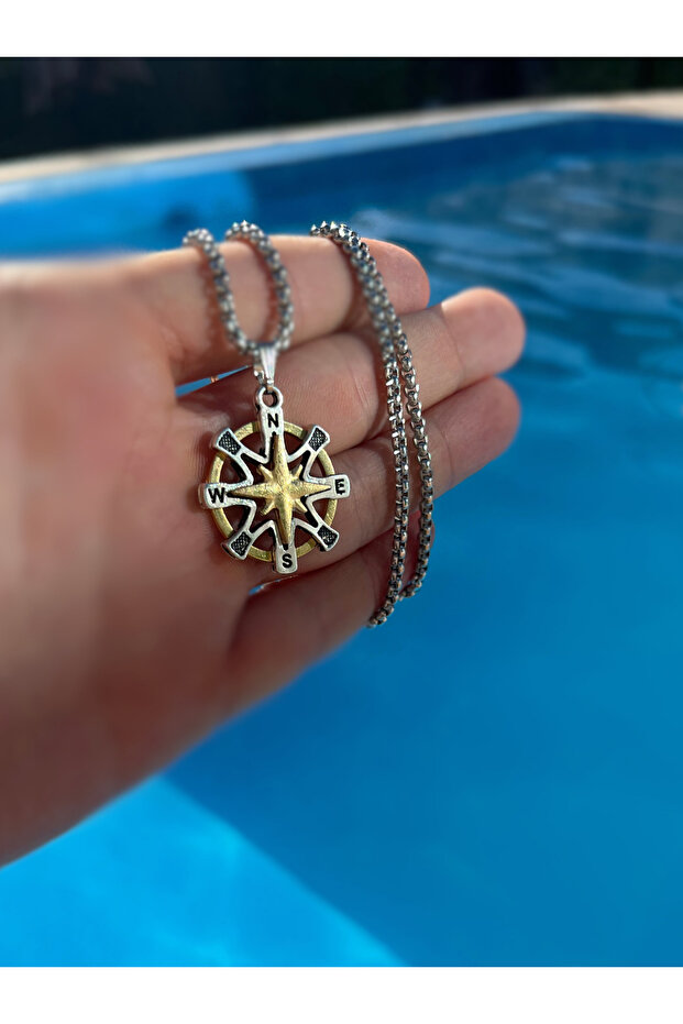 Pusula Örme Zincir Erkek Kolye - 1