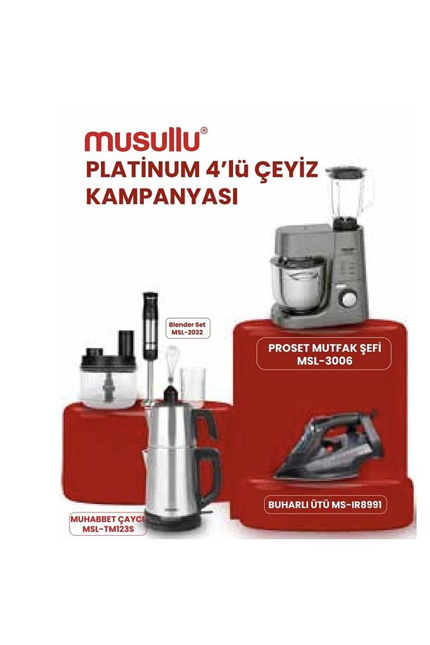 Platinum 4 lü Çeyiz Blender Buharlı Ütü Çaycı Hamur Yoğurma Makinesi 4'lü Set - 1