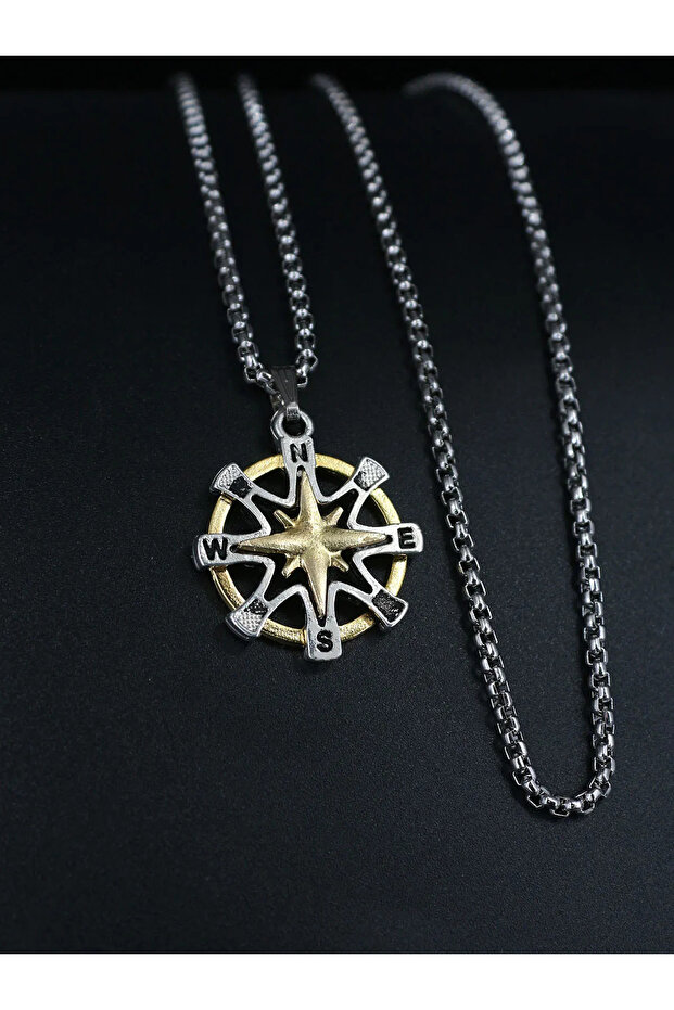 Pusula Örme Zincir Erkek Kolye - 4