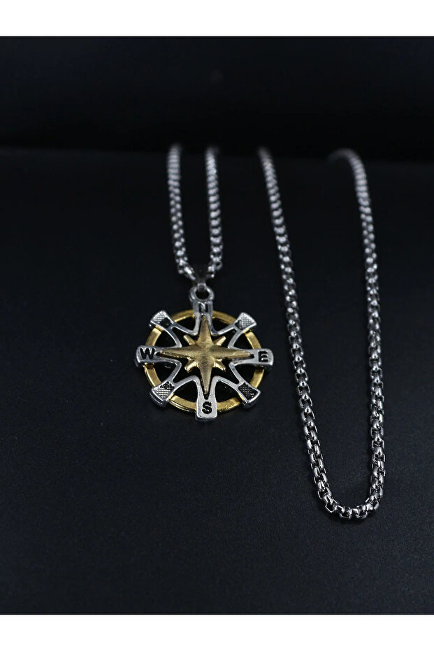 Pusula Örme Zincir Erkek Kolye - 3